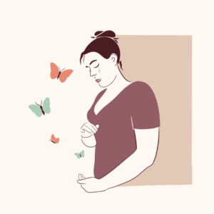 Afbeelding vrouw met vlinders